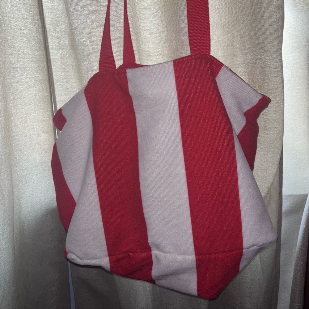 Lancôme Beach Towel Tote Bag Orange And White - 15”x13”x7”- - Picture 2 of 4
